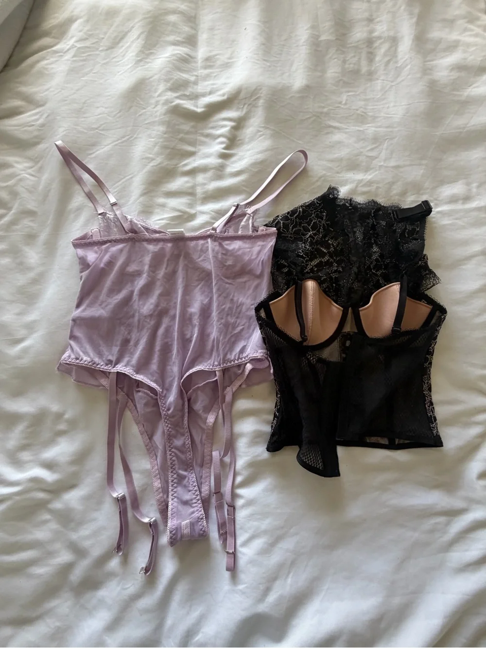 Lavender Lace Bustier and Bodysuit